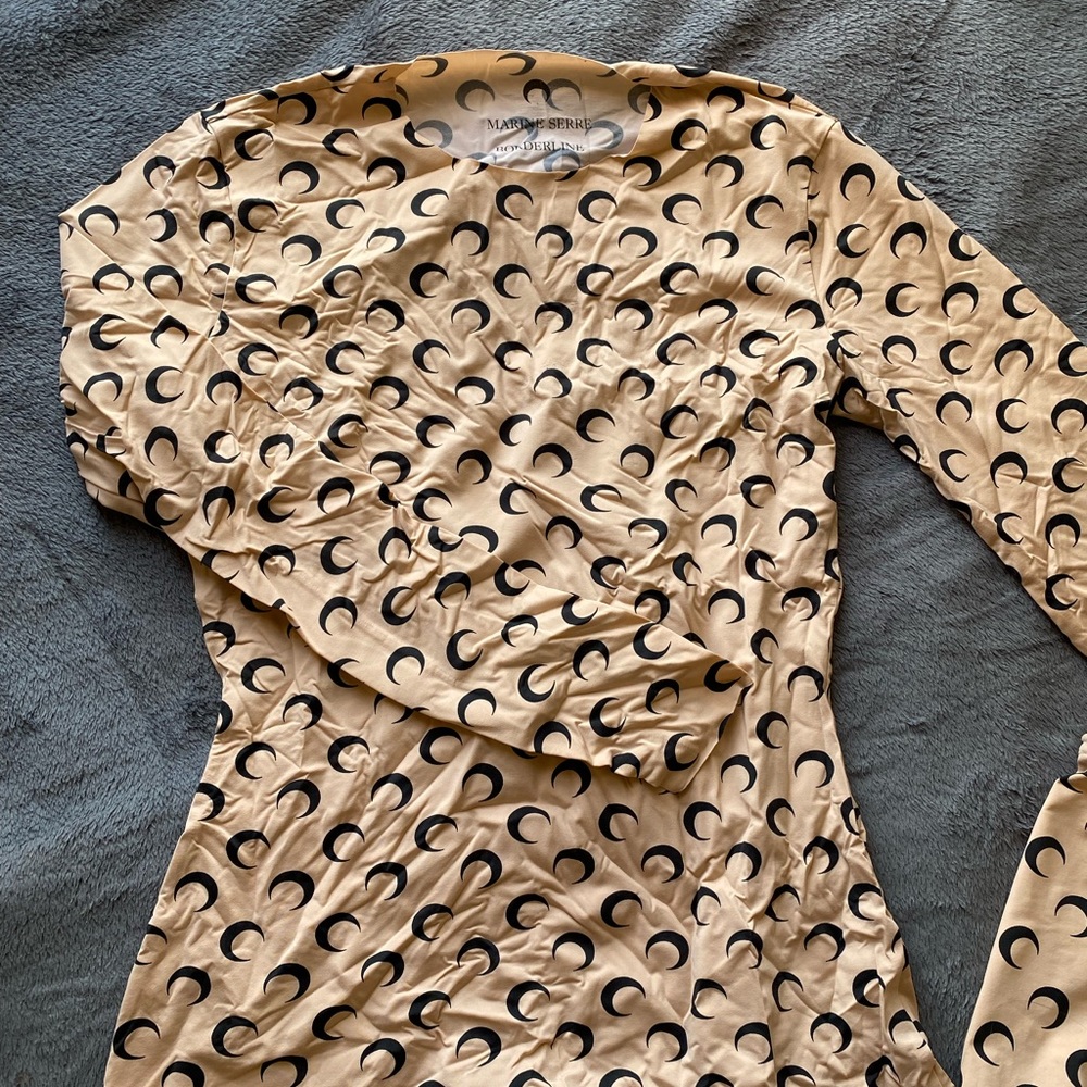 Marine Serre Second skin moon-print top in beige